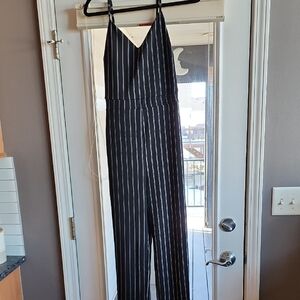 Chic Black and White Striped Jumpsuit